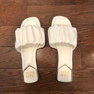 Madden NYC white slip on sandals
